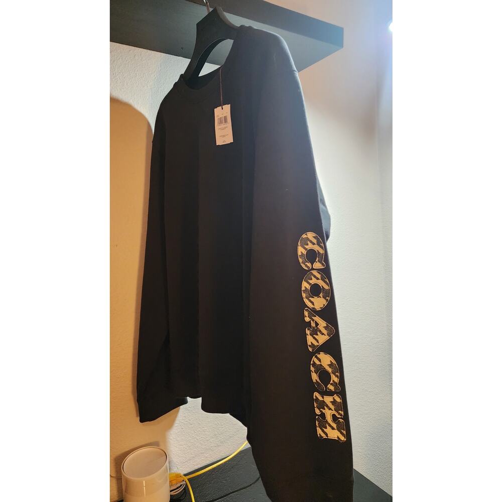 Coach Men's Size XXL Black Crewneck Sweatshirt Wild Print Sleeve Logo NWT - Picture 5 of 6